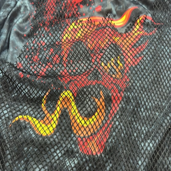 Punk EMO rocker ZOMBIE BIKER skull shirt Halloween Costume flame MOHAWK BOYS LG - Picture 4 of 15